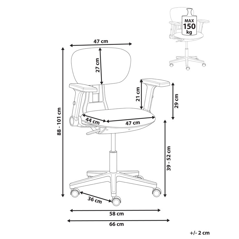 Beliani CORE Fabric Office Chair, Green, Green