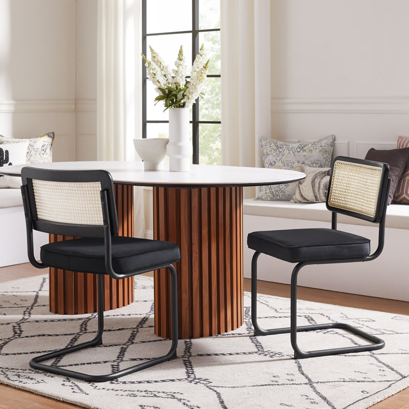 Chaise parsons en velours Allayah, Noir, Noir