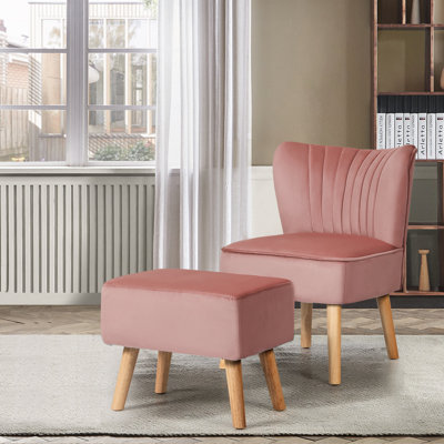Ellianna Upholstered Slipper Chair With Footstool