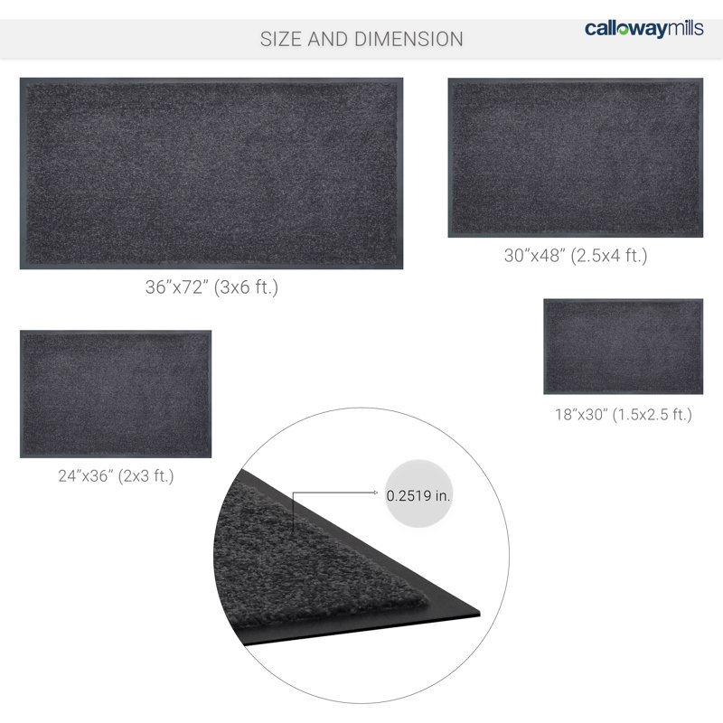 Non-Slip Indoor/Outdoor Doormat, 24" W x 36" L