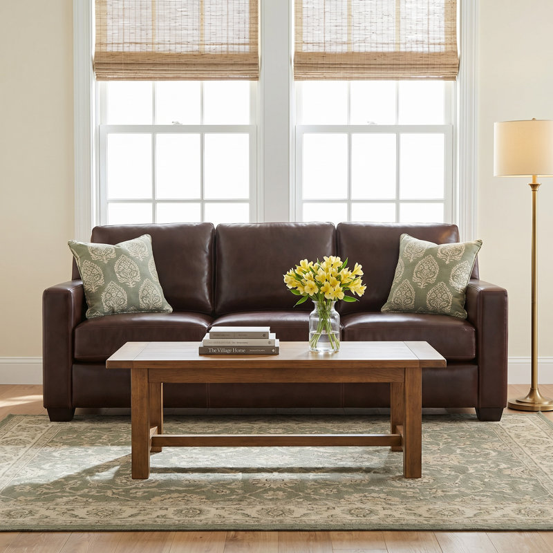 Covedale Upholstered 83.5'' Sofa, Sidekick Walnut Genuine Leather