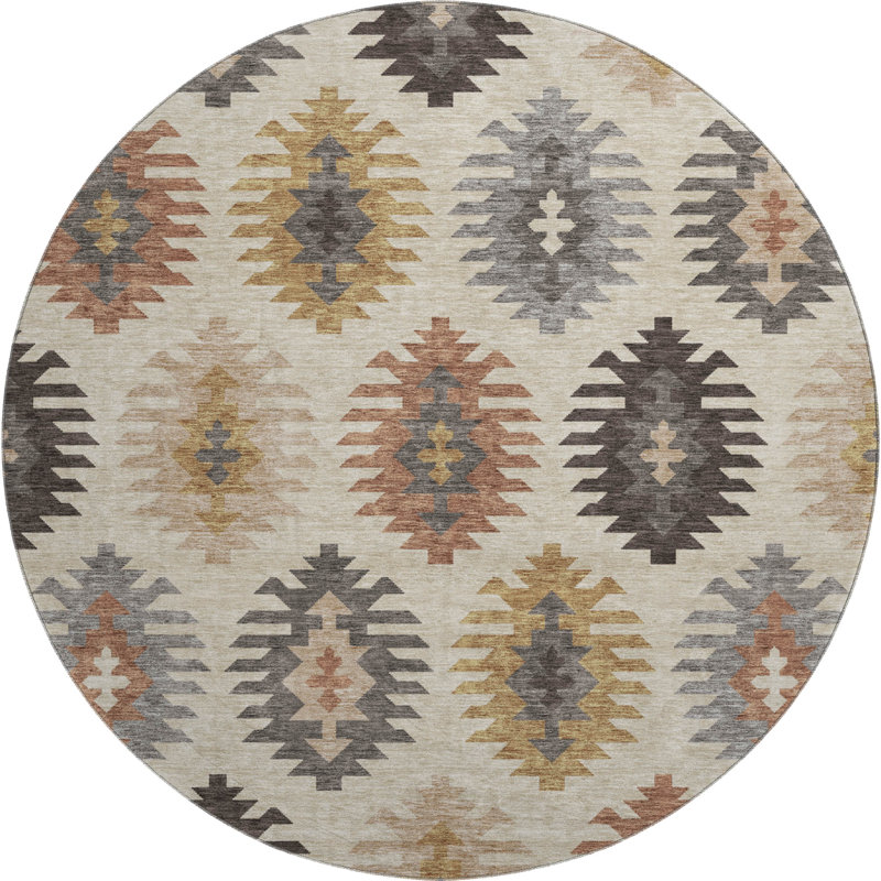 Premium Machine Washable Prisco Beige Rug, Round 8'
