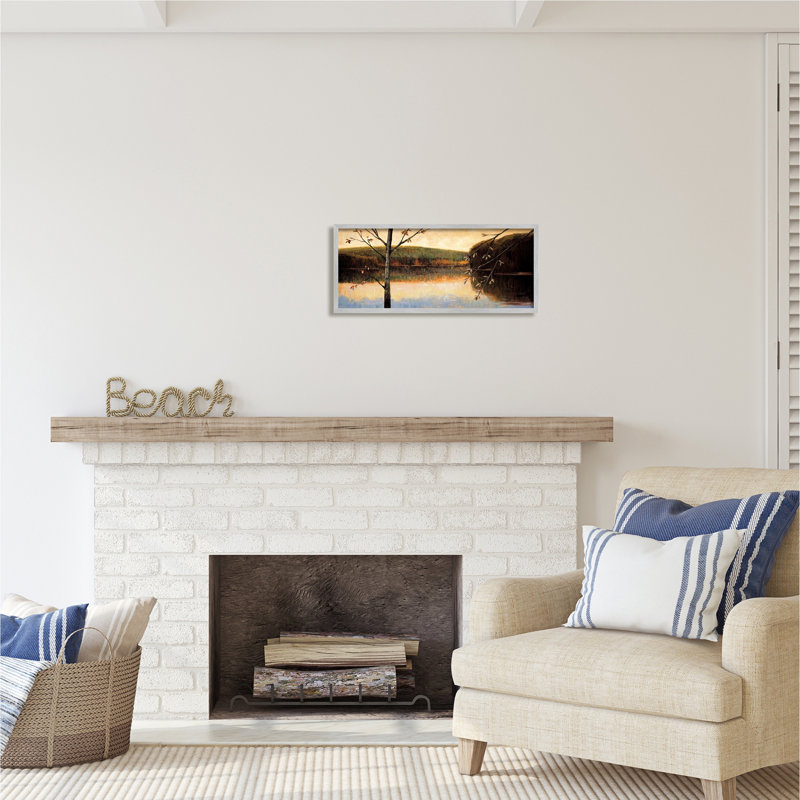 «Autumn Trees By Lake» par Justin Adams, H 10 po x l 24 po x P 1,5 po, Estampe numérique Farmhouse