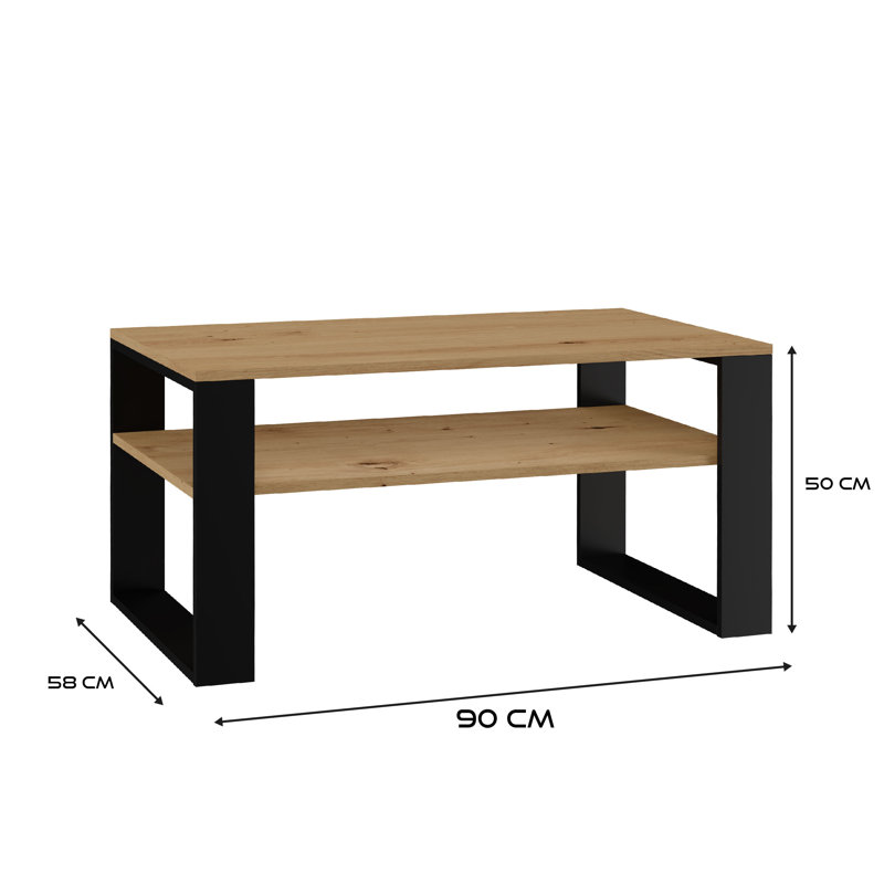 Jrake Sled Coffee Table with Storage, Black, Artisan Oak