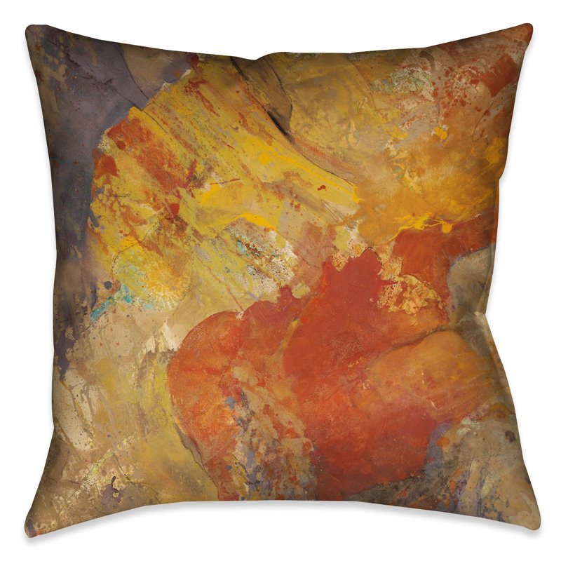 Coussin décoratif abstrait Abstract Amber II par Laural Home, 18 po x 18 po