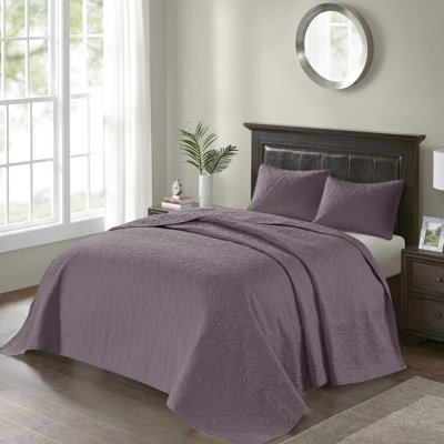 Couvre-lit réversible de couleur mauve pour lit très grand - avec un motif captivant, une très grande couverture de matelas impeccable, un rembourrage en coton prélavé, un sommeil confortable et 2 taies décoratives lavables à la machine