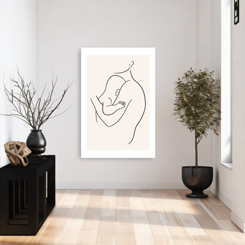 Mother Baby Embrace Abstract Minimalist Wall Art Print 1 Piece Wrapped Canvas Wall Art, 121.92cm H x 81.28cm W
