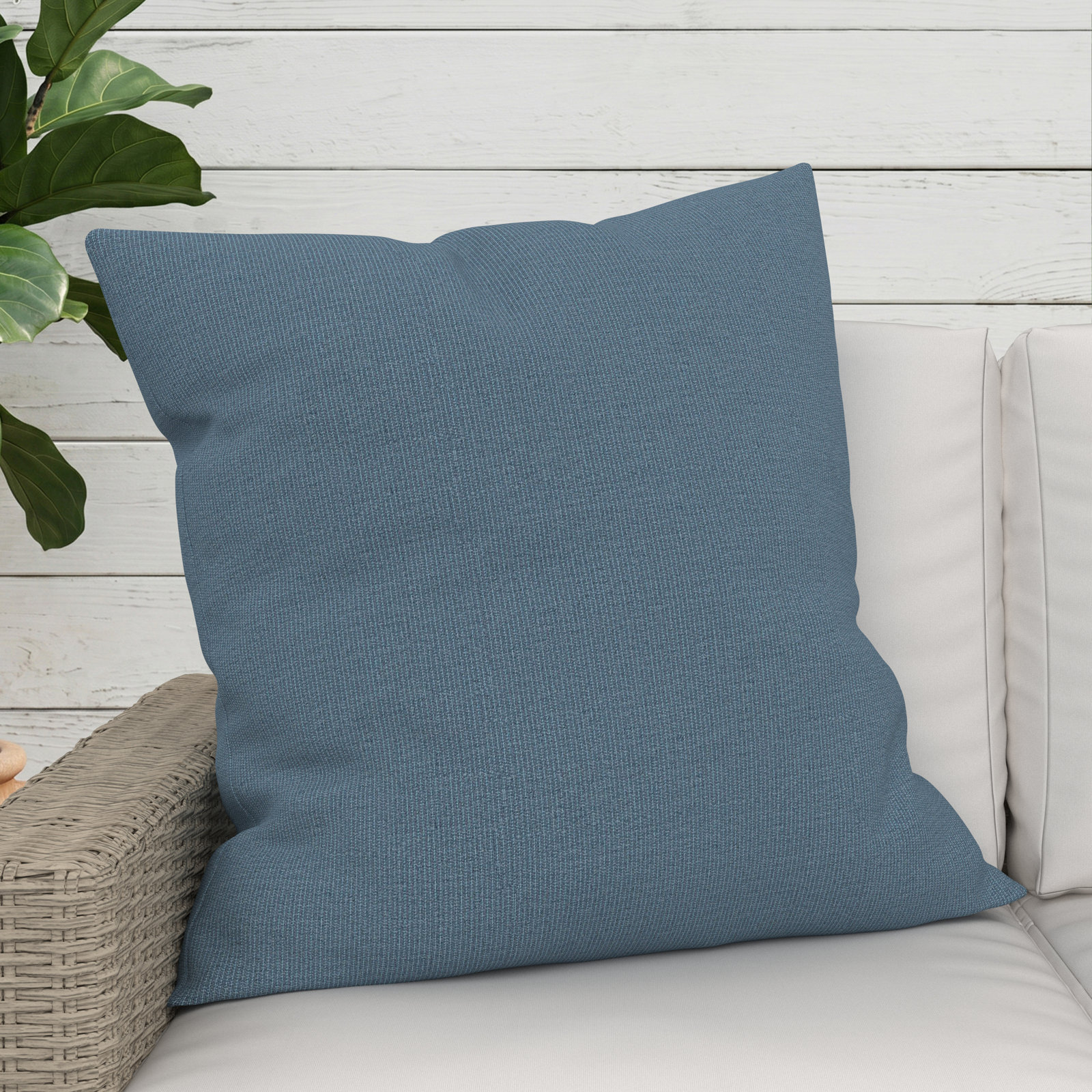 Sunbrella® Throw Pillow, Square 24", Spectrum Denim Sunbrella® Plainweave