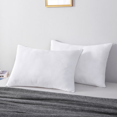 Rowdy Oreiller Breathable Sleeping Medium Firm Silver Piping Bed Pillow for Side and Back Sleepers, Hotel Collection Pillows 2 Piece Pack, 19.5 x 29 Inch Queen Size