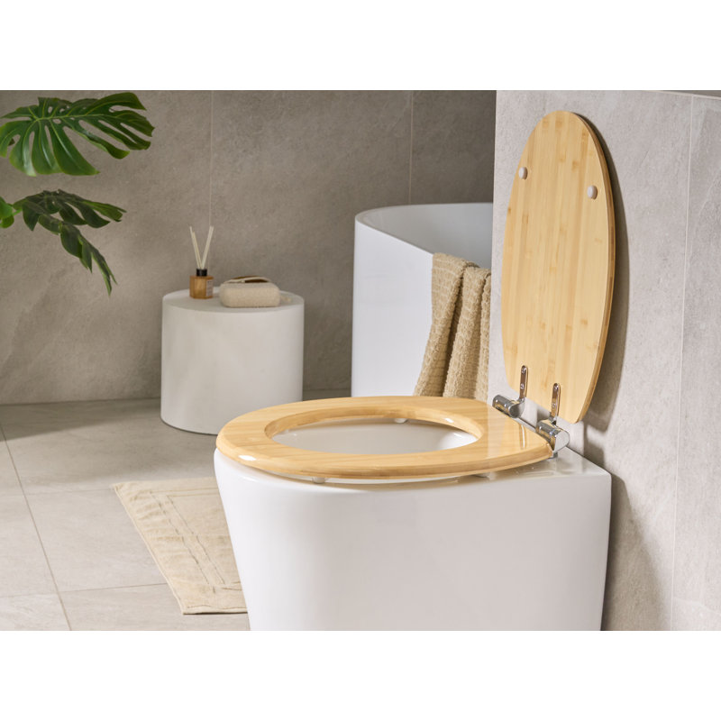 Toilet Seat CUAREIM Bamboo Wood Light Brown