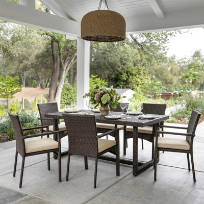 Anjelah 6 - Person Wicker Patio Dining Set with Rectangular Table