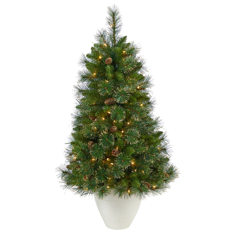 4.17' H Lighted Artificial Pine Christmas Tree