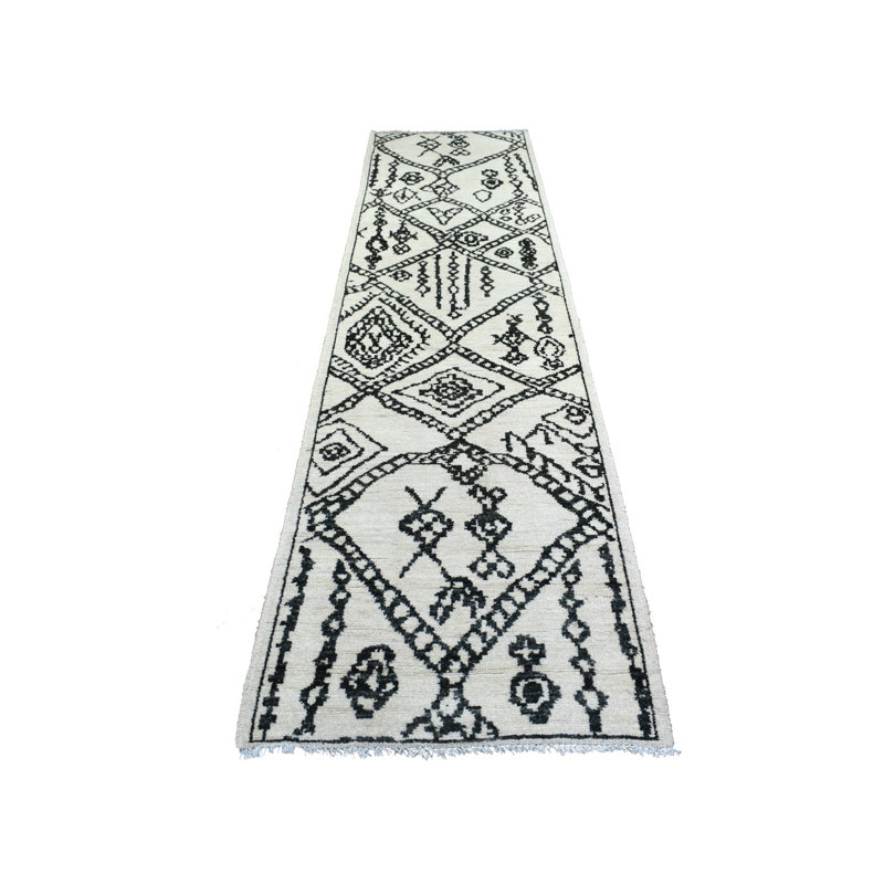 Tapis de couloir ivoire en laine noué à la main 2 pi 10 po x 11 pi 4 po 25FBA86F55A14BCC809058A9394428B2