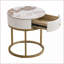 Ensemble de tables basses contemporaines en faux marbre avec structure en métal, conception gigogne peu encombrante, assemblage facile