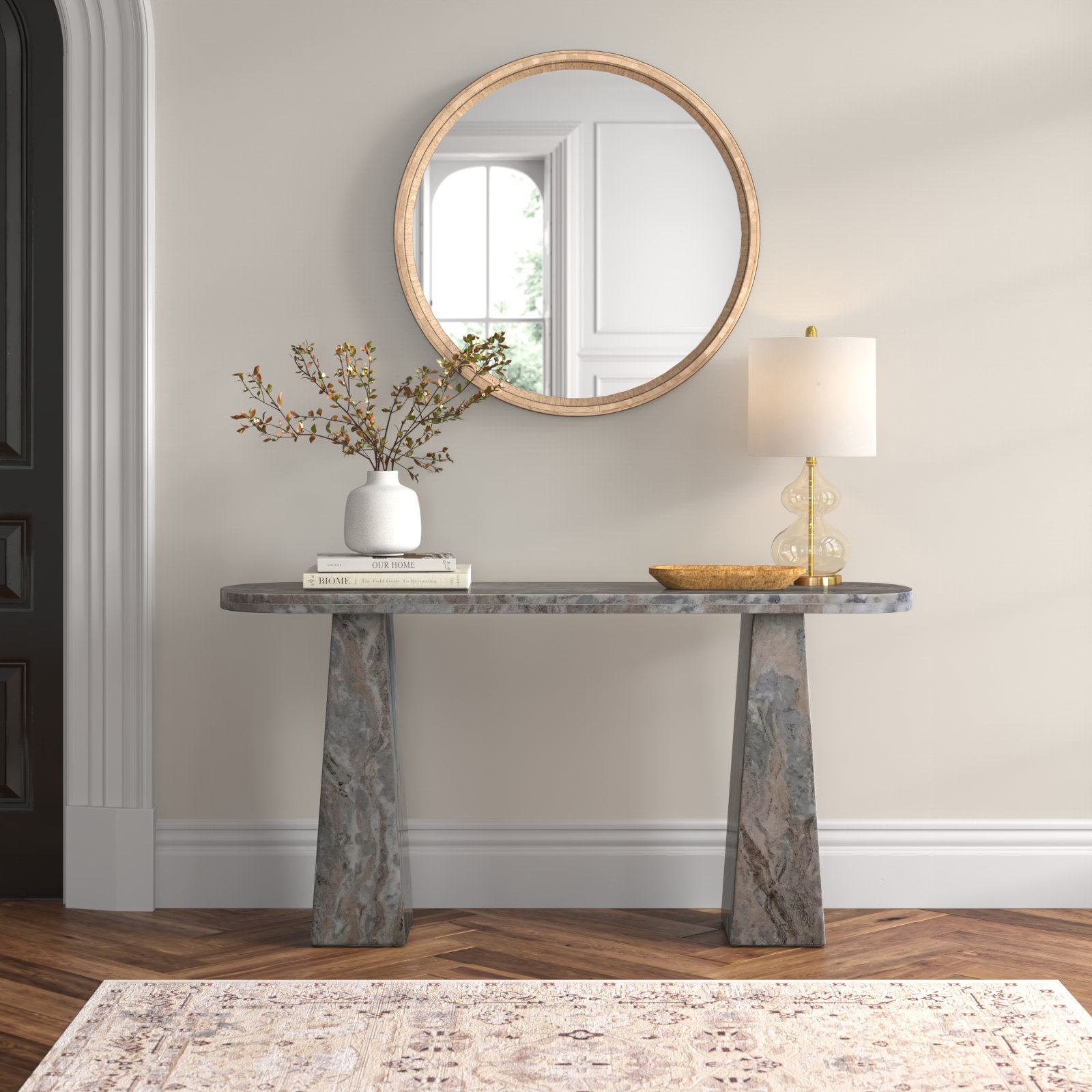 Arlis Sculptural Marble Table with Interlocking Base