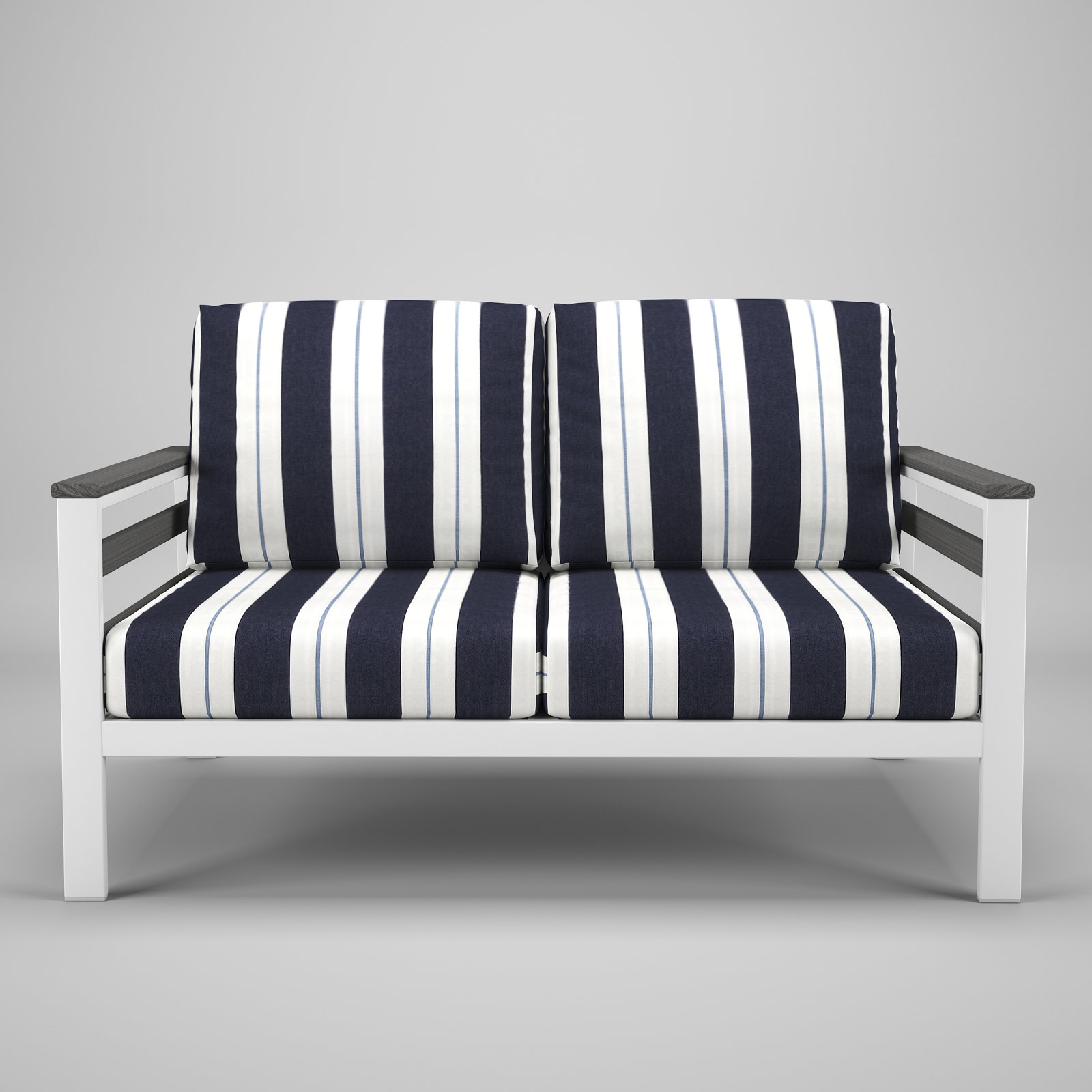 Townsend Metal Outdoor Loveseat With Sunbrella Cushion, Relate Harbor