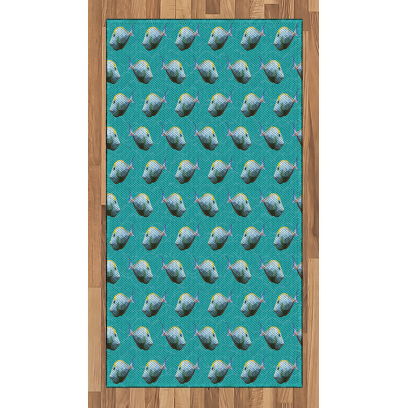 Teal High Density Long Fiber Poly Threads Decorative Area Rug Carpet, Rectangle 2'7" x 5'