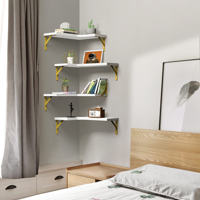 Ensemble de 4 tablettes murales en bois, Blanc