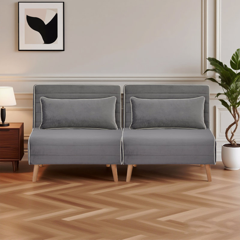 Ensemble de canapé-lit modulaire pliable Modern Velvet, Gris