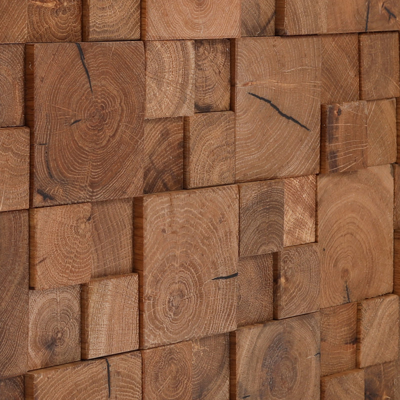Rustic Cubic Hardwood Abstract Wall Art, 18" x 18"