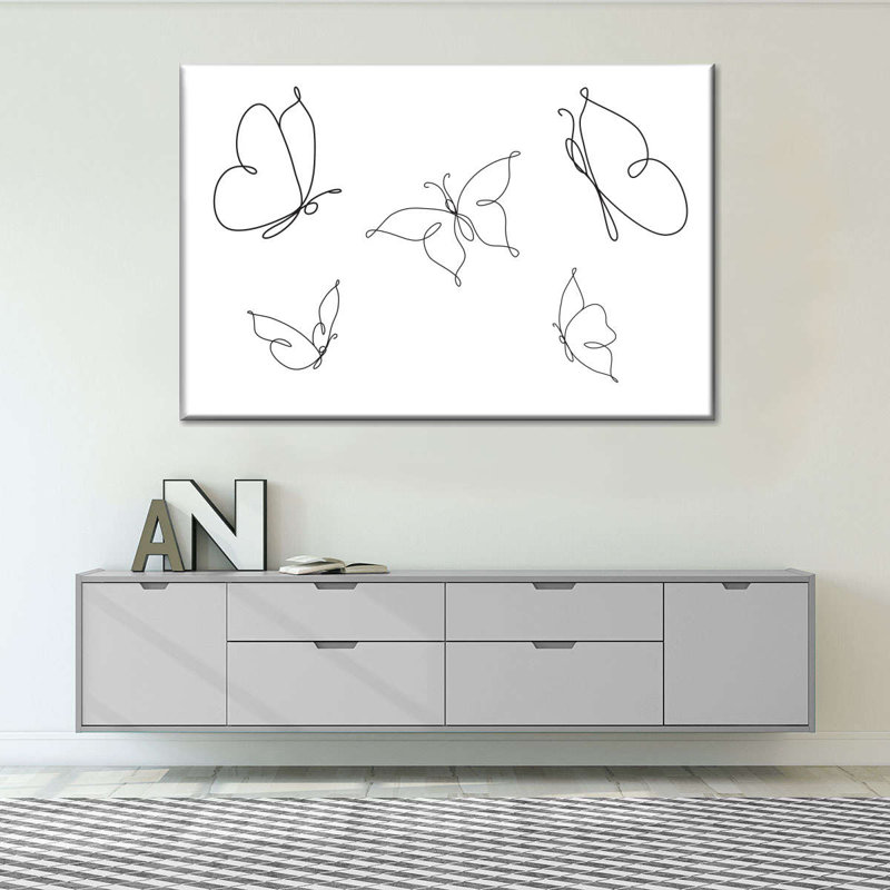 Minimal Butterflies - impression sur toile tendue, H 16 po x l 24 po x P 1,25 po
