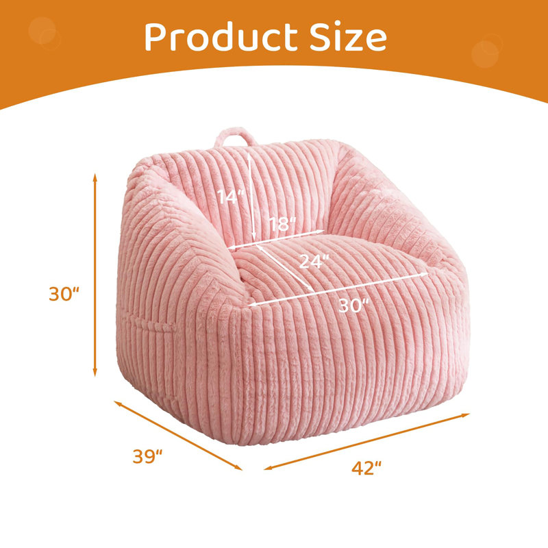 Fauteuil à billes géant pour adultes, Fausse fourrure rose