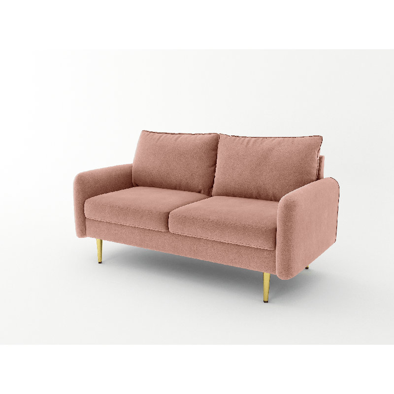 Canapé rembourré 70 po Siniard, Velours rose, H 33 po x l 58 po x P 32 po