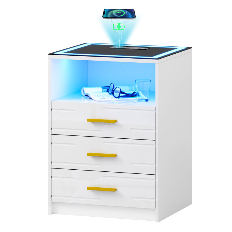 46cm W Bedside Table, White