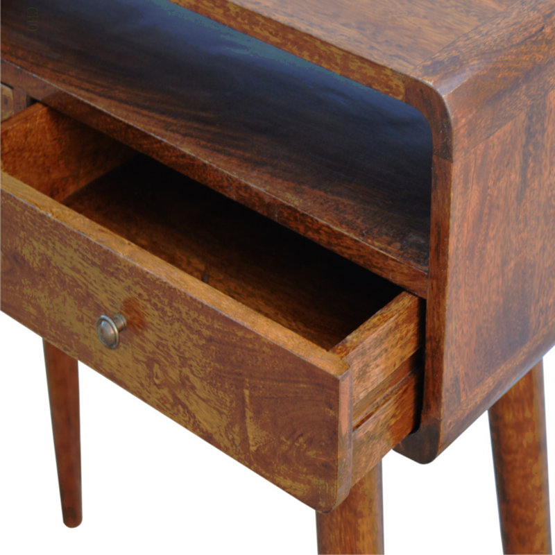 Curved Chestnut Console Table, Solid Wood, Chestnut