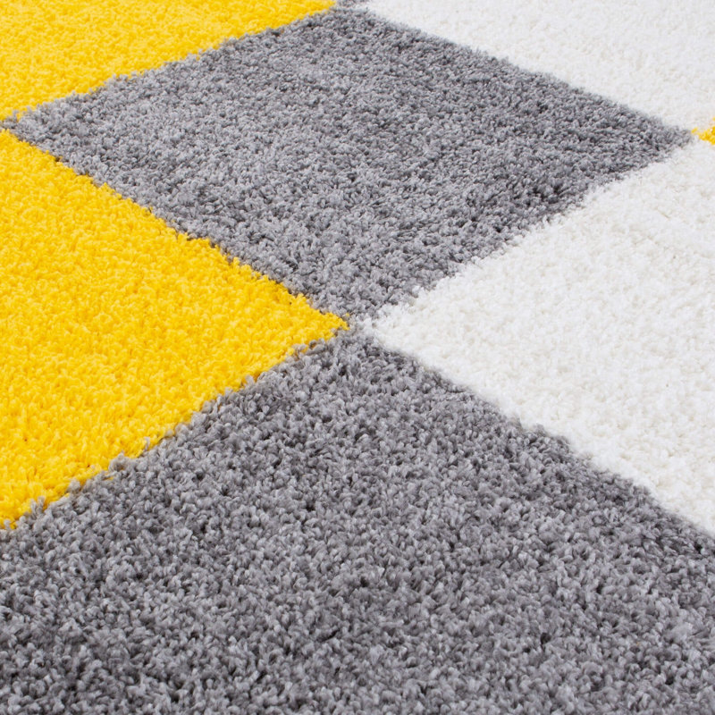 Myshaggy Collection Rugs Geometric Design in Yellow, Rectangle 180 x 270 cm