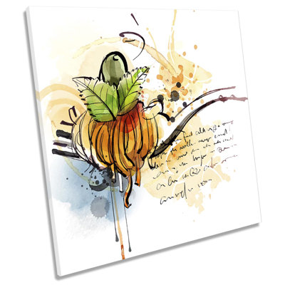 Z6088 Spaghetti Fork Pasta Kitchen Picture - Wrapped Canvas Print