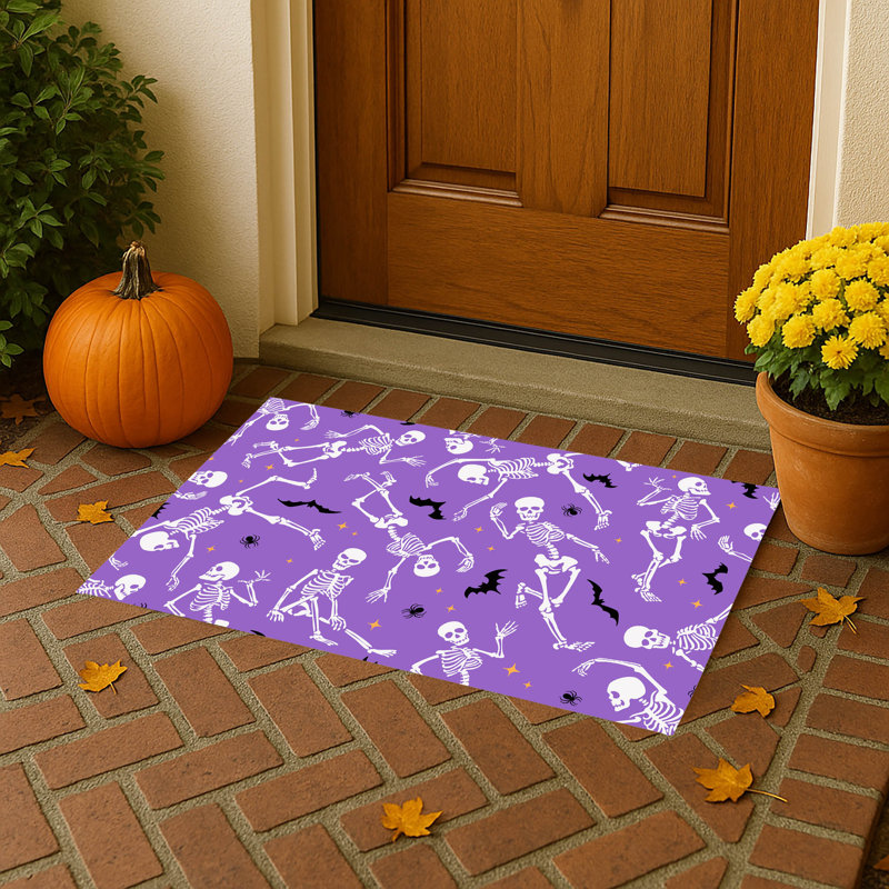 Tapis d'extérieur Skeleton Boogie, L 21 po x L 34 po, Mauve