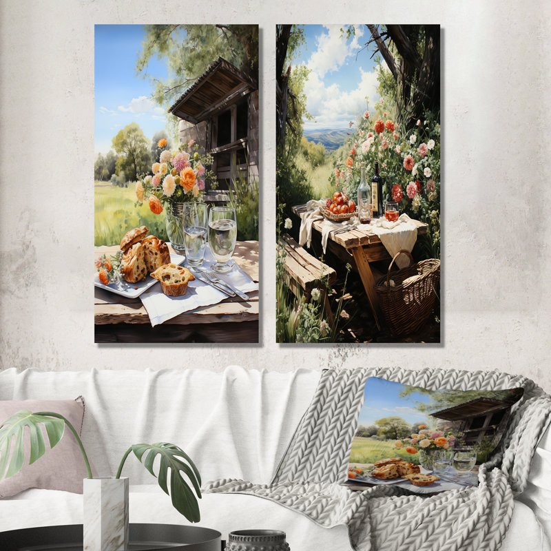 Ensemble de 2 impressions sur toile Farmhouse Picnic Harmony - Meal & Picnics, Toile tendue, H 28 po x l 25 po