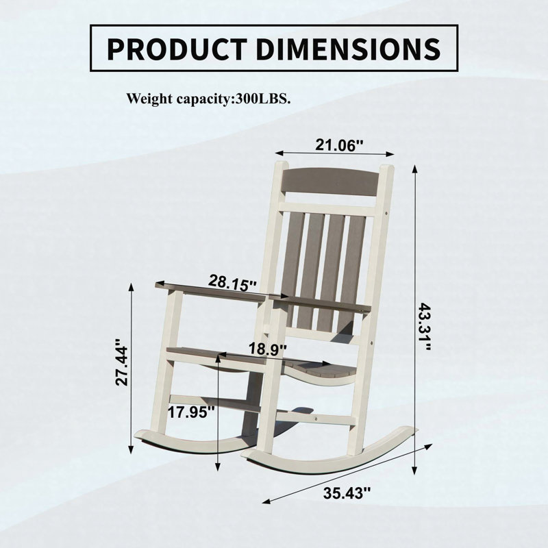Ensemble de 3 chaises berçantes en PEHD d'extérieur, chaises berçantes surdimensionnées pour le porche et la cour