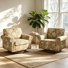Fauteuil pivotant rembourré avec accoudoirs roulés et garniture cloutée