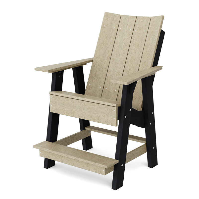 Chaise haute Adirondack contemporaine, Bois patiné / noir