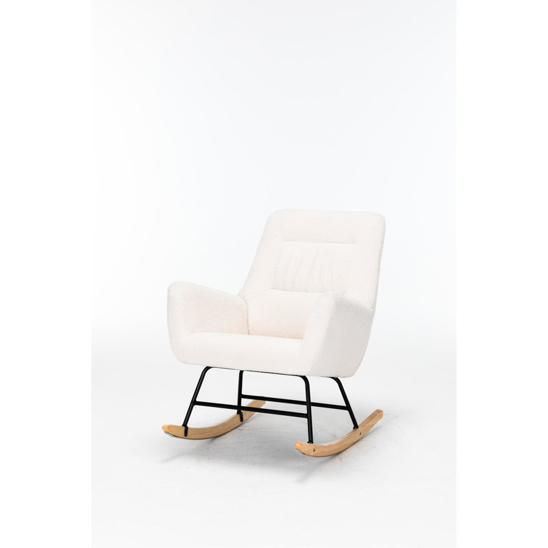 Fauteuil oscillant en velours crème - Matériaux protégeant le plancher des égratignures