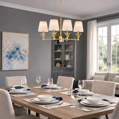Gainesville 4-Light Modern Dimmable Gold Cloud Linear Chandelier with Glass Shades