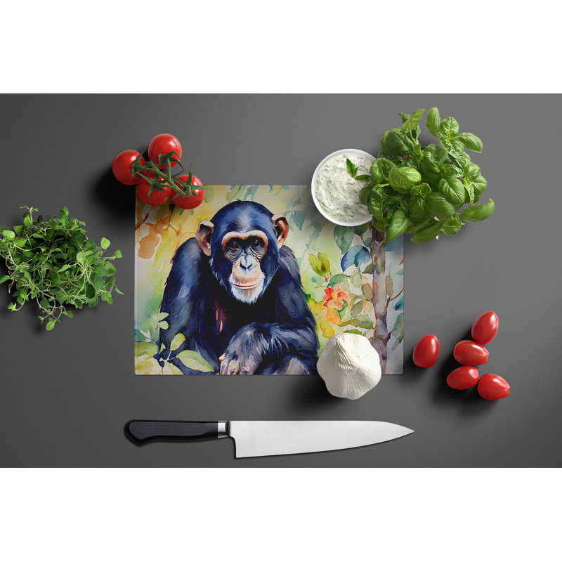 Chimpanzee Glass Cutting Board Large