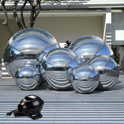  Abston 6PCS Inflatable Mirror Ball Giant Reusable Hanging Large Disco Balloon Decoration for Party Wedding Event Concerts Stage Decor Silver