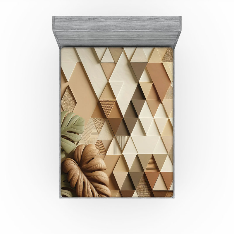 Drap-housse Ambesonne Monstera_ Style scandinave boho_ Cacao vert réséda pâle, Drap-housse très grand californien