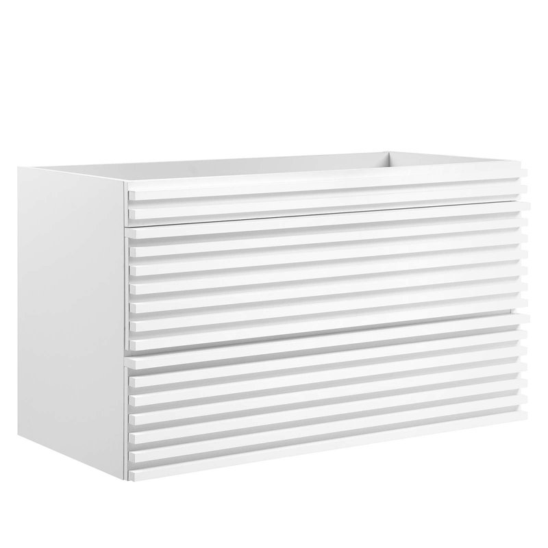Render 36" White MDF Wall-Mount Bathroom Vanity Cabinet