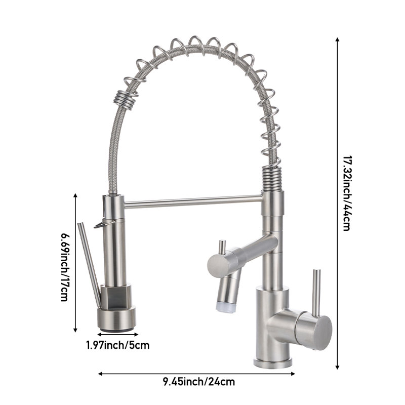 Belfry Kitchen Pull Out Kitchen Faucet, Silver