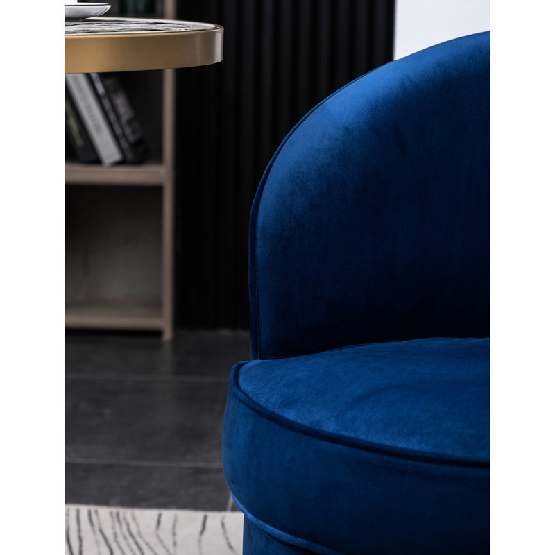 Fauteuil pivotant en velours bleu pour le salon - Élégante chaise décorative avec passepoil, Bleu