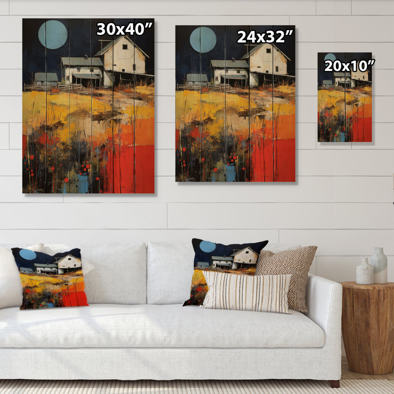 «Farmhouse Abstract Agarian» sur impression sur bois, H 20 po x l 10 po x P 0,78 po
