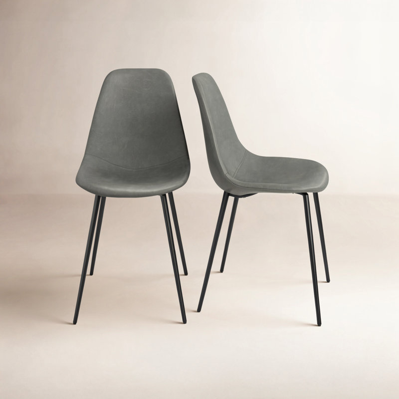 Chaise d'appoint en cuir Kody Vegan, Cuir végétalien gris ardoise