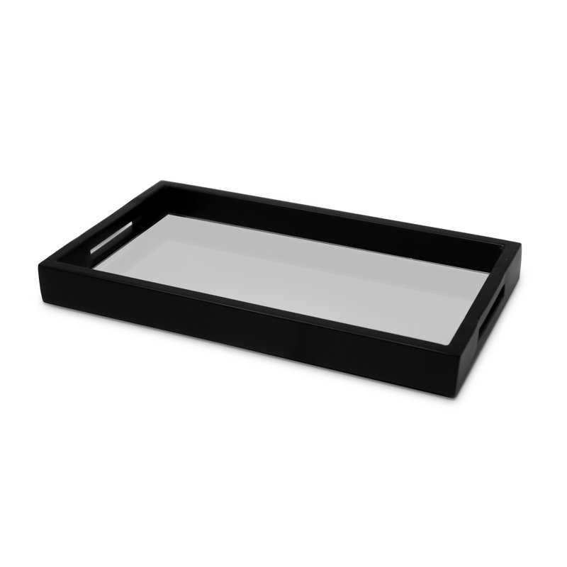 Plateau miroir rectangulaire,  L 12 po x l 7 po x H 1,25 po, Noir, noir, noir, noir