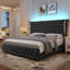 Lit plateforme capitonné en velours avec tête de lit à oreilles et éclairage DEL-2015086437-2015086439