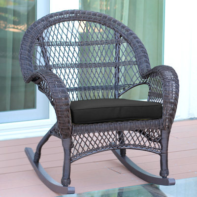 Chaise berçante en osier avec coussins Berchmans
