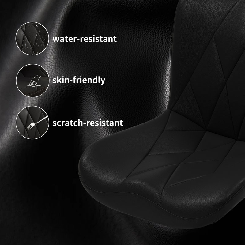 Armless Computer Desk Chair,Ergonomic Mid Back Leather Task Office Chair with Wheels And Lumbar Support for Home Small Space Vanity Makeup